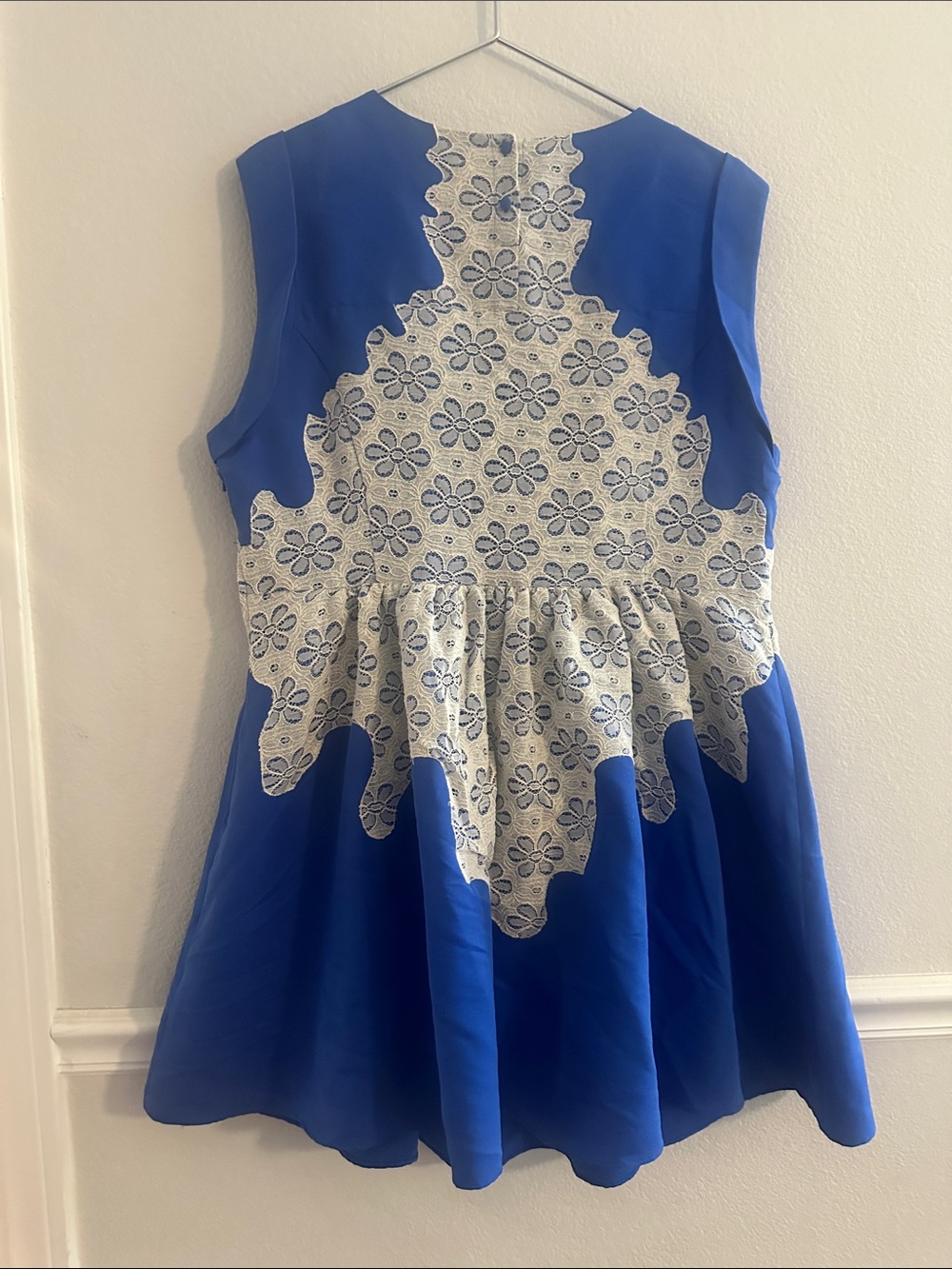 ASOS Curve Size 16 Blue Floral Lace Overlay Dress - Picture 6 of 11